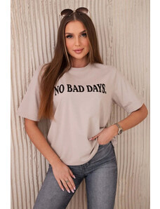 ELISE Bavlnené tričko No Bad Days béžové