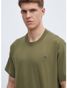 Bavlnené tričko adidas Originals pánske, zelená farba, jednofarebné, IP2771