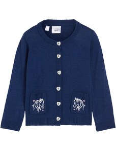 bonprix Pletený sveter s motívom koňov, farba modrá