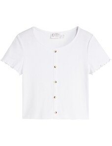 bonprix Vrúbkované tričko, dievčenské, z bio bavlny, farba biela, rozm. 128/134