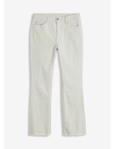bonprix Široké džínsy so strapcovitým lemom, farba biela