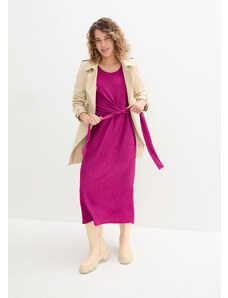 bonprix Úpletové šaty s uzlíkovým detailom, midi dĺžka, farba fialová