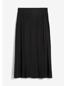 bonprix Džersejová sukňa s vreckami, midi dĺžka, farba čierna, rozm. 40/42