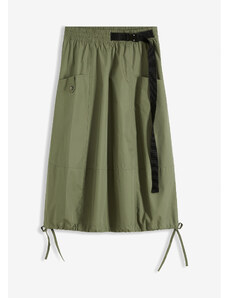 bonprix Kapsáčová sukňa s opaskovým detailom, farba zelená
