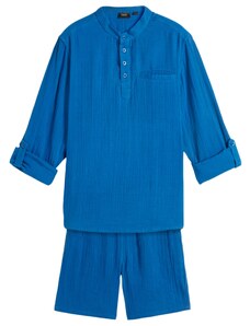 bonprix Mušelínové nohavice a košeľa (2-dielna sada), farba modrá, rozm. 128/134