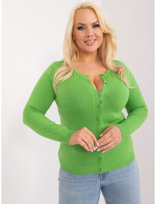 Basic Zelený klasický plus size sveter na gombíky