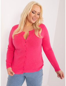 Basic Ružový klasický plus size sveter na gombíky