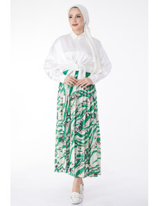 TOFİSA Obyčajná stredná dámska sukňa so zeleným vzorom - 24218