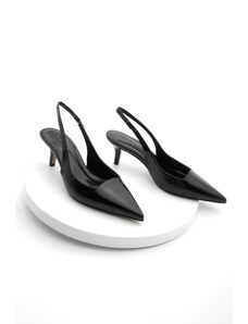 Marjin Dámske klasické topánky na podpätku s otvorenou špičkou Tirya Black