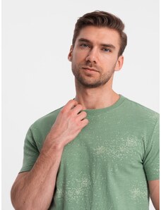 Ombre Clothing Pánske tričko s celoplošnou potlačou a rozptýlenými písmenami - zelené V5 OM-TSFP-0179