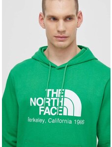 Bavlnená mikina The North Face M Berkeley California Hoodie pánska, zelená farba, s kapucňou, s potlačou, NF0A55GFPO81
