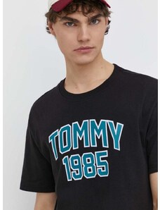 Bavlnené tričko Tommy Jeans pánske, čierna farba, s potlačou, DM0DM18559