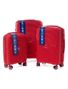 Rogal Červená sada 3 luxusných odolných kufrov "Orbital" - M, L, XL