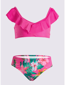 Yoclub Dievčenský dvojdielny plavecký kostým LKD-0034G-A100 Pink