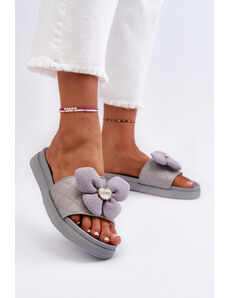Kesi Women's slippers with low platform embellishment, grey cedrella
