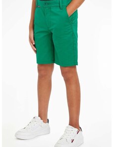 Detské krátke nohavice Tommy Hilfiger zelená farba