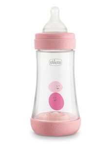 CHICCO Dojčenská plastová fľaša Perfect 5 silikón, 240 ml dievča
