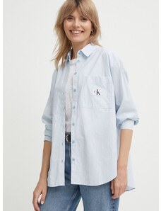 Bavlnená košeľa Calvin Klein Jeans dámska, voľný strih, s klasickým golierom, J20J222610