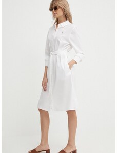 Bavlnené šaty Tommy Hilfiger biela farba,mini,áčkový strih,WW0WW41001