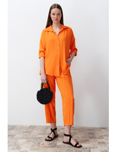 Trendyol Collection Oranžová tkaná spodná a horná sada