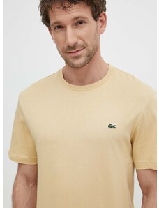 Bavlnené tričko Lacoste béžová farba, jednofarebný