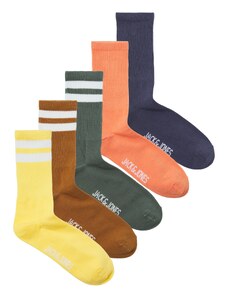 JACK & JONES Ponožky 'CARTER' námornícka modrá / hnedá / žltá / tmavozelená / oranžová