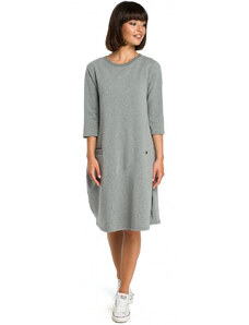 model 18001831 Oversized šaty s přední kapsou šedé - BeWear
