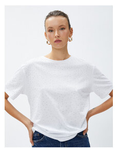 Koton Kamenné tričko s krátkym rukávom a výstrihom z bavlny