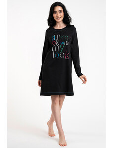 Italian Fashion Dámska bavlnená nočná košeľa Olza čierna, Farba čierna