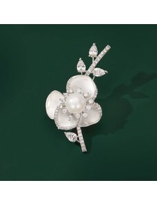 Éternelle Luxusní brož s perlou a zirkony Ramona