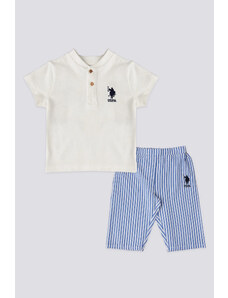 Licencované pruhované nohavice U.S. Polo Assn Blue Baby Boy Set
