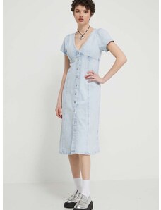 Rifľové šaty Tommy Jeans midi,rovný strih,DW0DW17966
