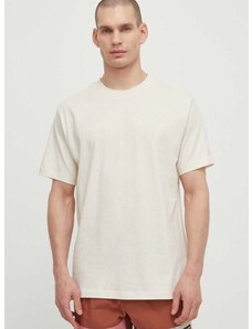 Bavlnené tričko New Balance pánske, béžová farba, s nášivkou, MT41559LIN