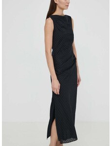 Bavlnené šaty Samsoe Samsoe SAHIRA čierna farba, maxi, rovný strih, F24100120