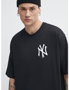Bavlnené tričko New Era pánske, čierna farba, s potlačou, NEW YORK YANKEES
