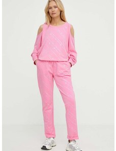 Nohavice Liu Jo dámske, ružová farba, rovné, vysoký pás
