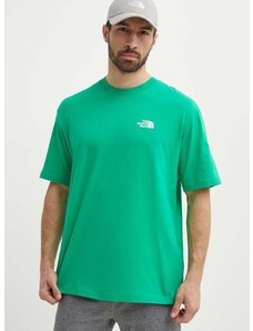 Bavlnené tričko The North Face Essential pánske, zelená farba, s nášivkou, NF0A87NRPO81
