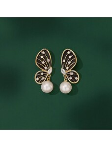 JAY Náušnice s perlou a zirkony Estafania - motýl