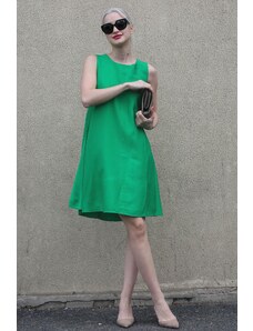 Madmext Green Zero Sleeve Loose Linen Dress