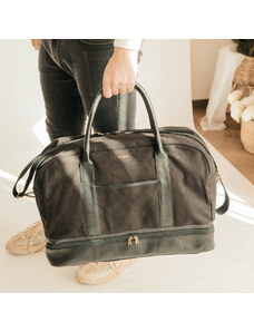 Bagind Columbus Misty - elegantná a priestranná plátenná cestovná taška s koženými detailmi, ručná výroba