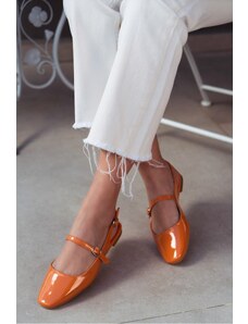NİŞANTAŞI SHOES Dámske baletné topánky Candy Orange z lakovanej kože