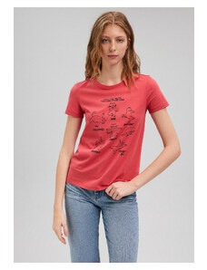 Mavi Červené tričko s potlačou mačky Slim Fit / Slim Fit-70985