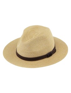Fiebig - Headwear since 1903 Letný Fedora klobúk s koženým opaskom - Fiebig Beige