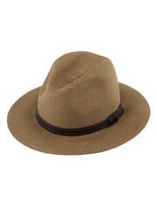 Fiebig - Headwear since 1903 Letný Fedora klobúk s koženým opaskom - Fiebig Cognac