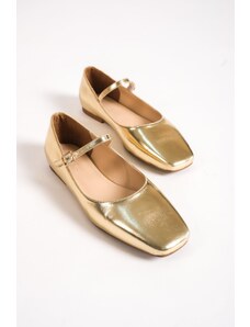 Capone Outfitters Short Toe Banded Marj Jane Metallic Gold Women's Flats