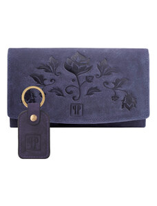 PAOLO PERUZZI Dámska kožená peňaženka + kľúčenka Vintage ZUP-104-DB | fialová ZUP-104-DB