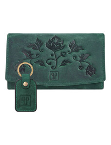 PAOLO PERUZZI Dámska kožená peňaženka + kľúčenka Vintage ZUP-104-GR | zelená ZUP-104-GR