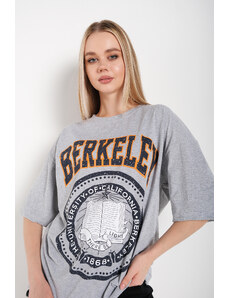 Know Women's Gray Oversize Berkeley Printed T-shirt