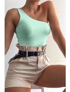 Madmext Mad Girls One-Shoulder Green Strap Body Mg325