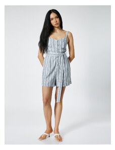 Koton Linen Blend With Shorts and Overalls With Straps and Belt